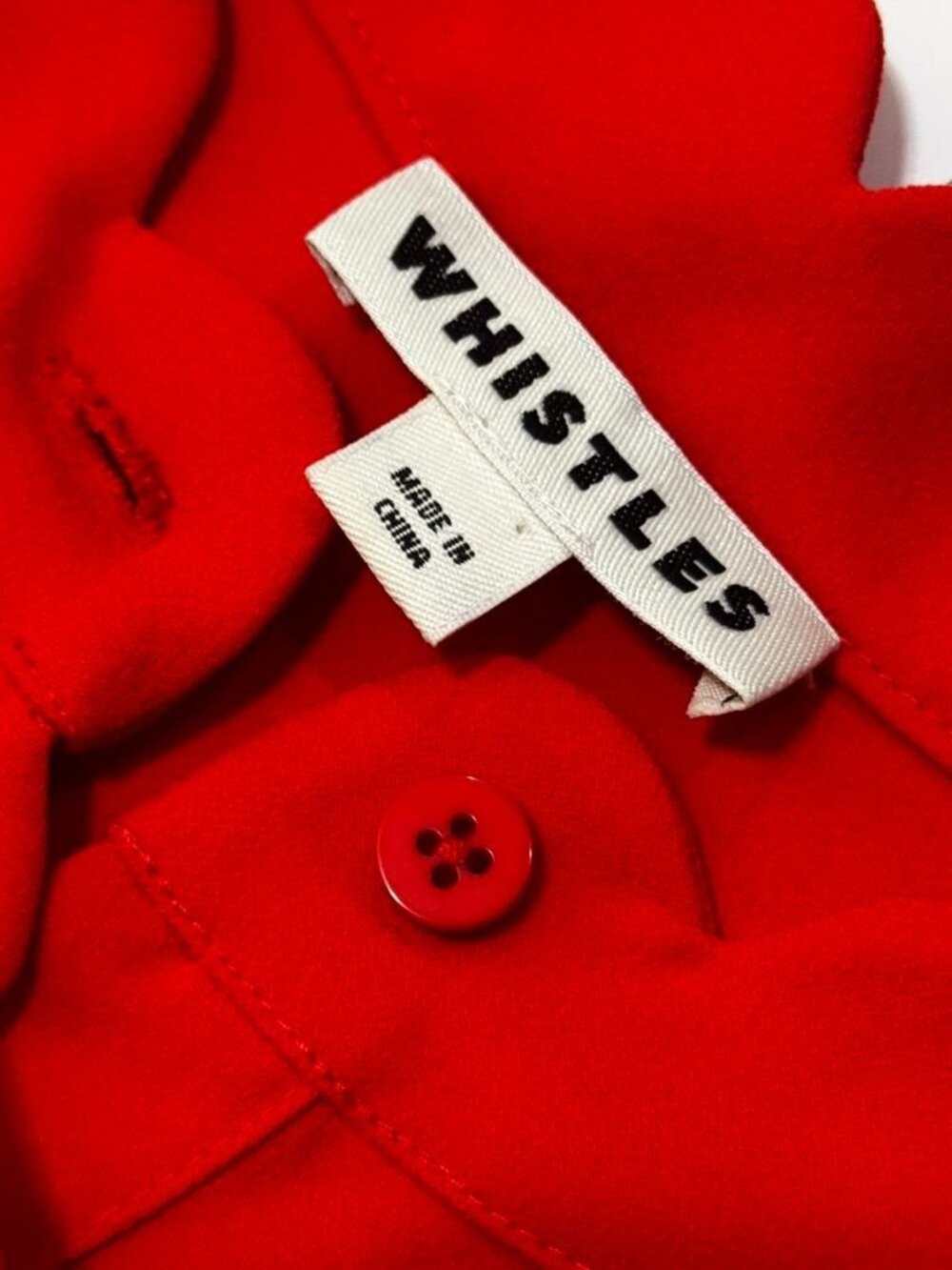Whistles Red Scalloped Collar Crepe Shift Dress US 6 / UK 10 — Mock Neck, Long S - Picture 4 of 7